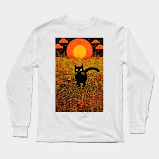 Riso-graphic Cat's Joyful Field Long Sleeve T-Shirt